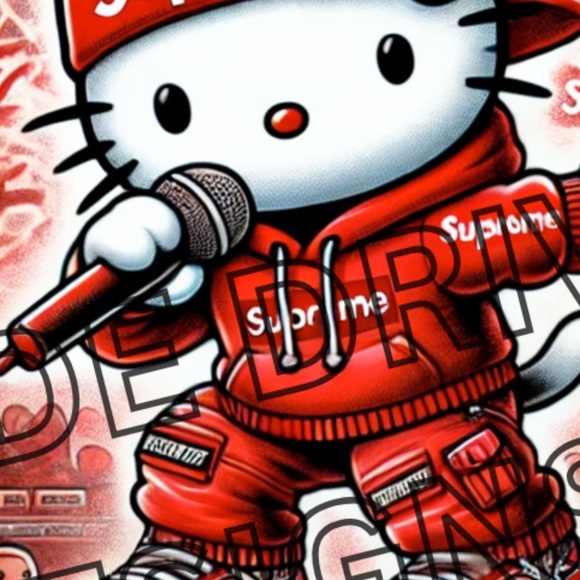 HELLO KITTY SUPREME FASHION MASH 11X17 HELLO KITTY ART  BY THE ARTIST DENARDAI - Picture 2 of 3
